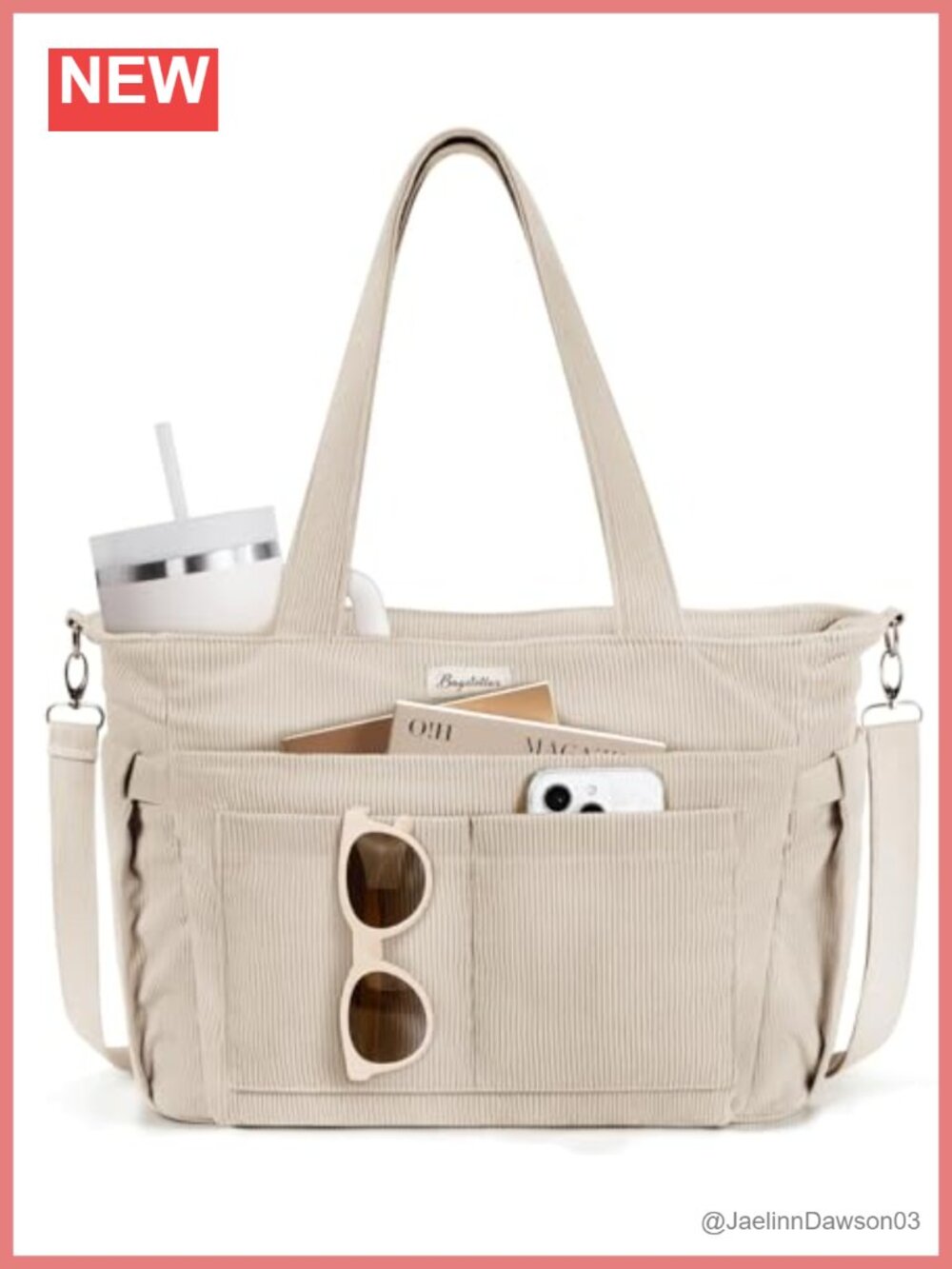 Corduroy Tote Bag for Women 17 Pockets Laptop Work Purse